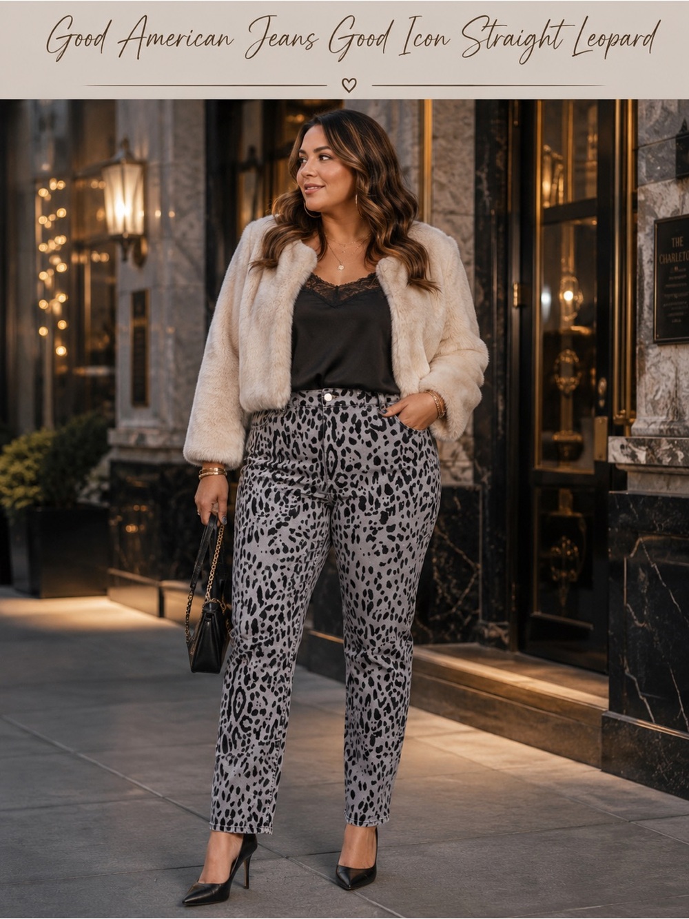 NWT Good American Jeans Good Icon Straight Mineral Glass Leopard Plus Size 20
